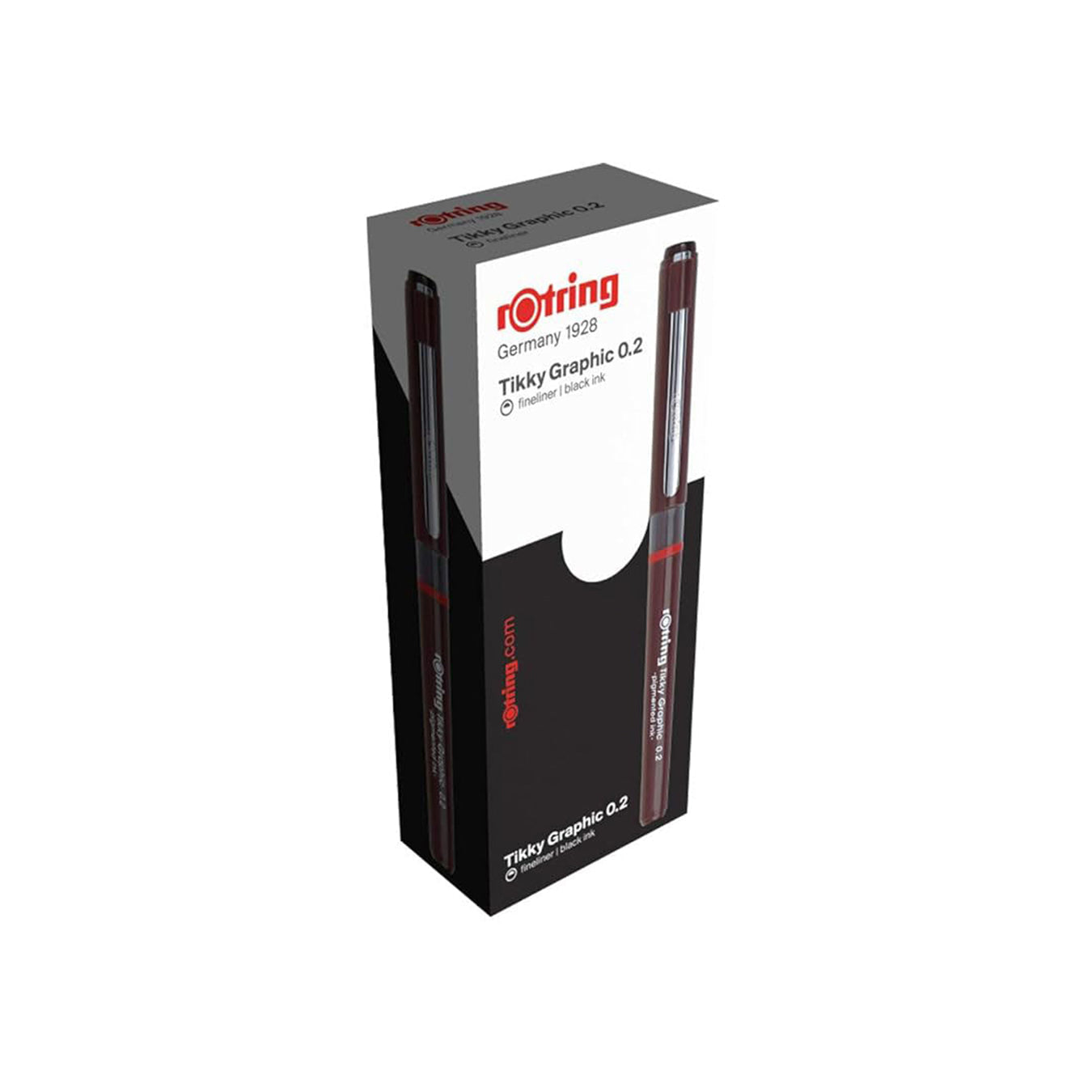 Rotring | Tikky | Graphic Fineliner | 0.2mm | Black Ink | Box of 12