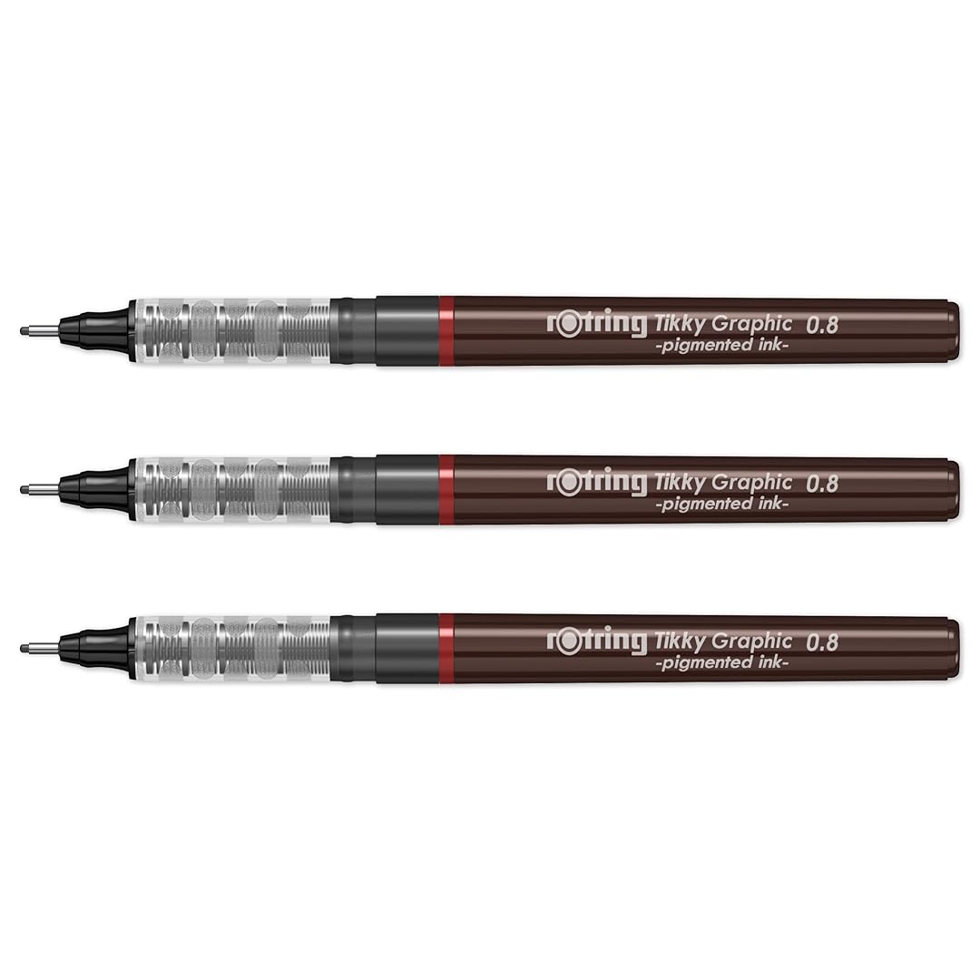 Rotring | Tikky | Graphic Fineliner | 0.8mm | 3 Pen Set