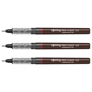 Rotring | Tikky | Graphic Fineliner | 0.8mm | 3 Pen Set