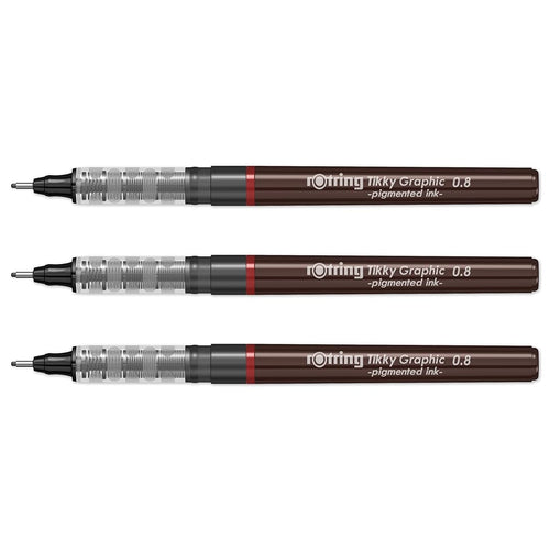Rotring | Tikky | Graphic Fineliner | 0.8mm | 3 Pen Set