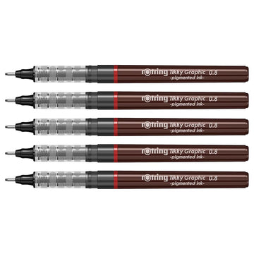 Rotring | Tikky | Graphic Fineliner | 0.8mm | 5 Pen Set