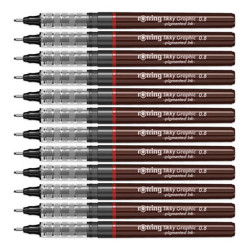 Rotring | Tikky | Graphic Fineliner | 0.8mm | Black Ink | Box of 12