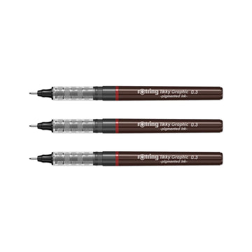 Rotring | Tikky | Graphic Fineliner | Black Pigment Lightfast | 0.3mm | 3 Pen Set