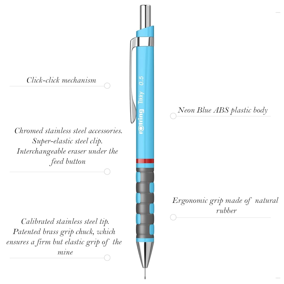 Rotring | Tikky | Mechanical Pencil | 0.5mm | Neon Blue