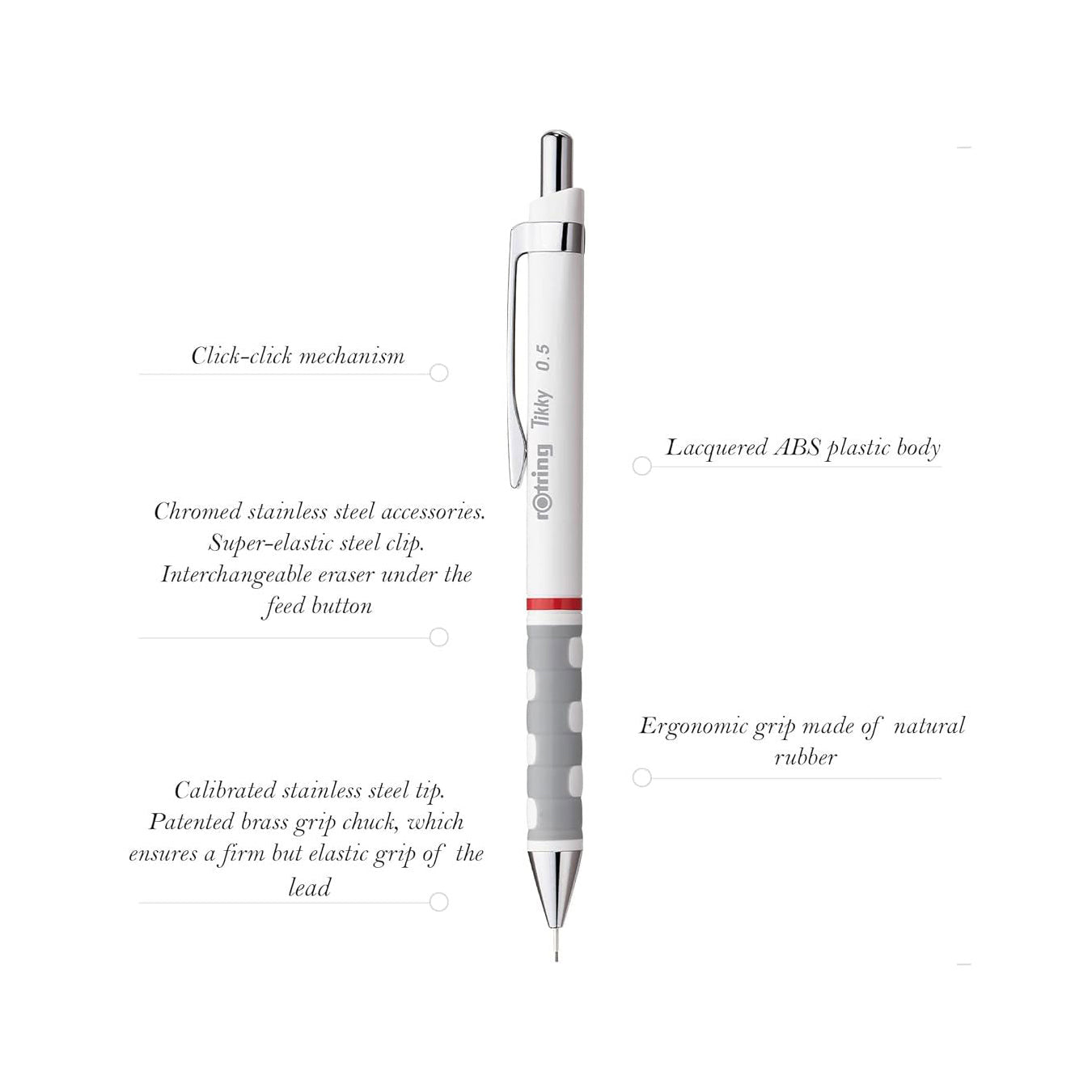 Rotring | Tikky | Mechanical Pencil | 0.5mm | White Barrel