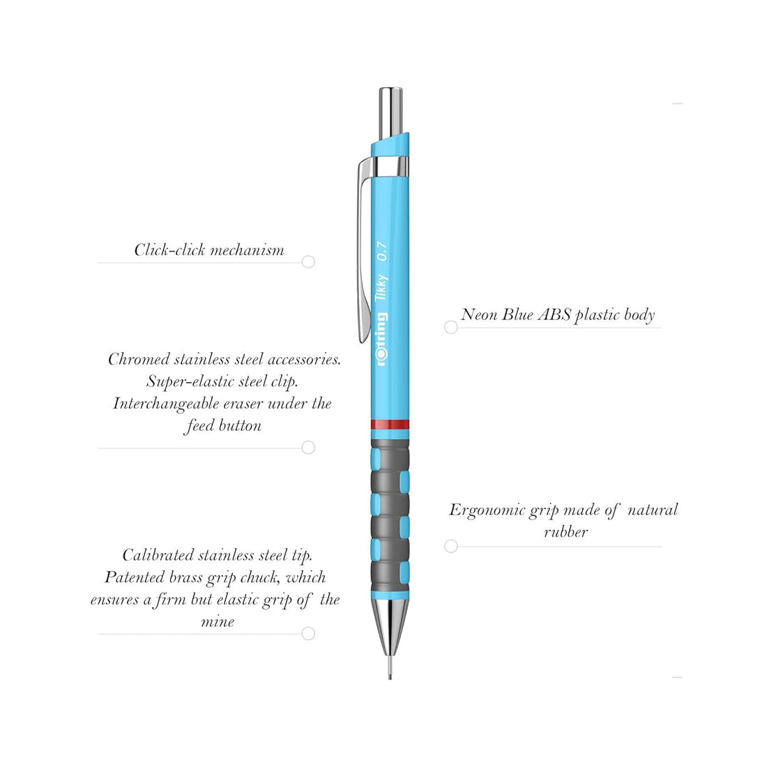 Rotring | Tikky | Mechanical Pencil | 0.7mm | Triangular Ergonomic Grip | Blue