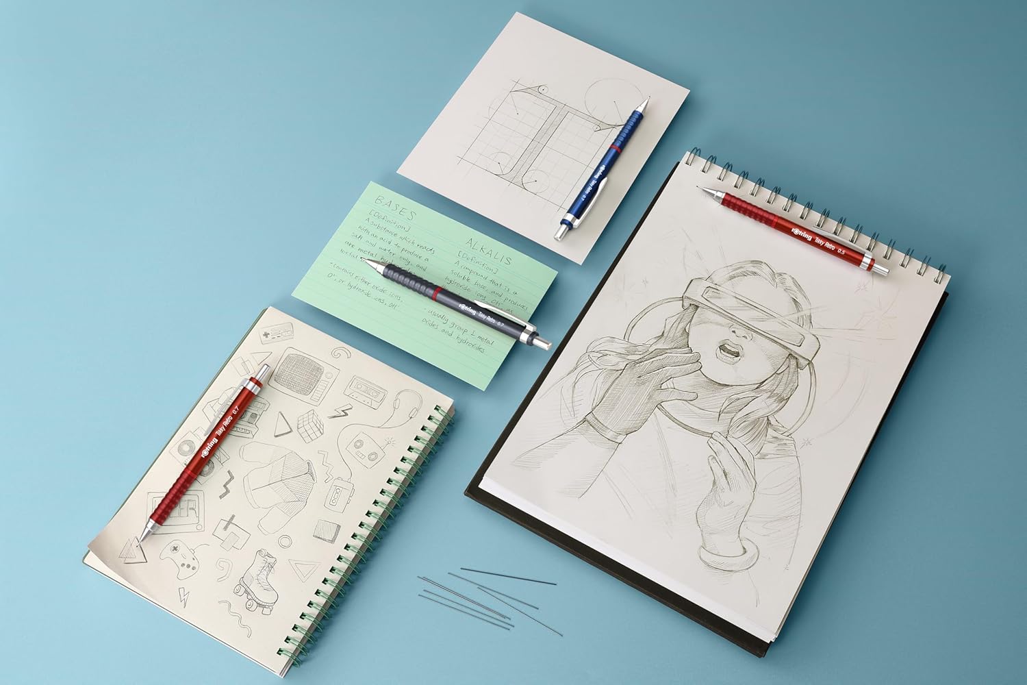Rotring Tikky Retro Mechanical Pencil 0.5mm – Grey | 2B Lead & Built - In Eraser - penpencilink