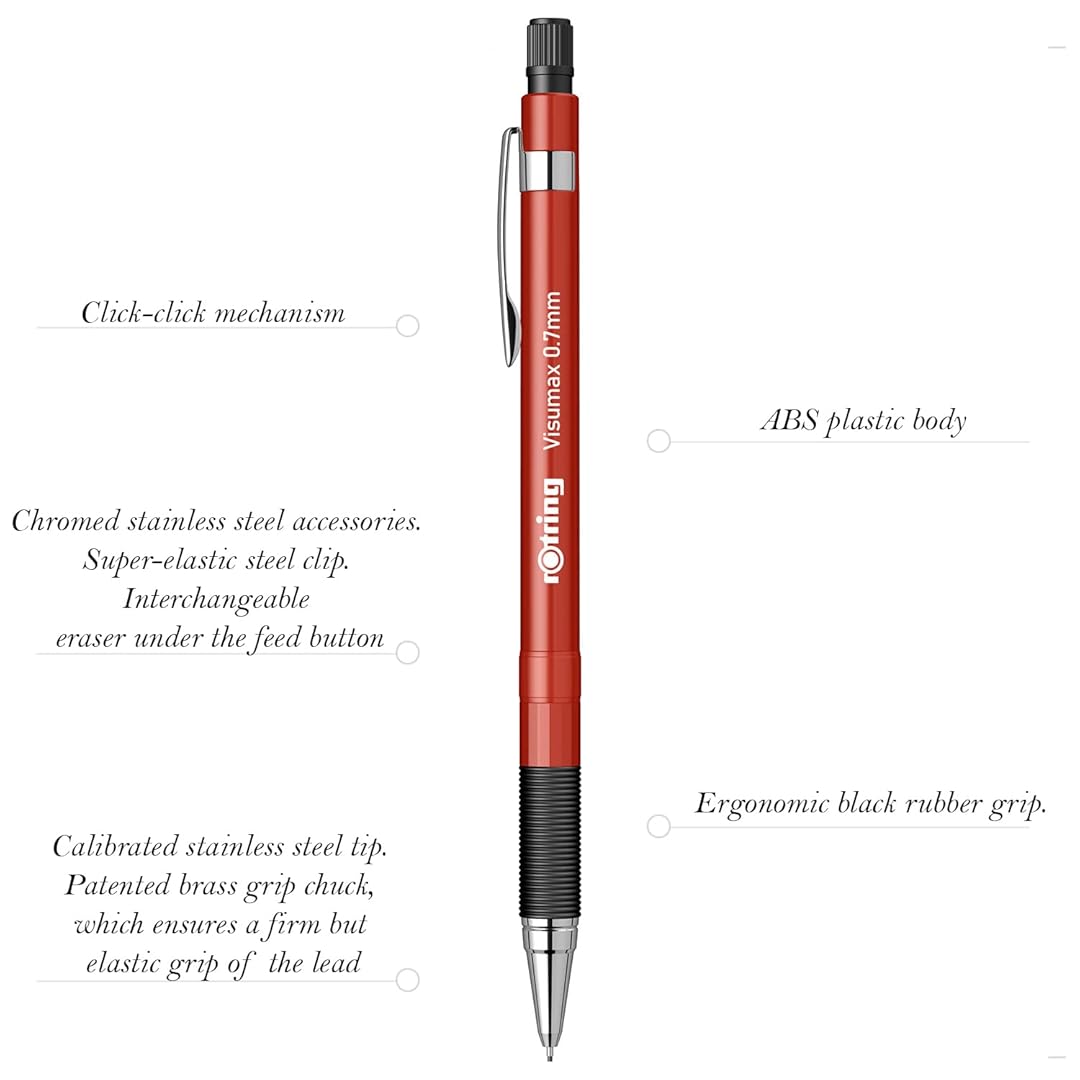 Rotring | Visumax | Mechanical Pencil | 0.7 mm | 2B Lead | Red