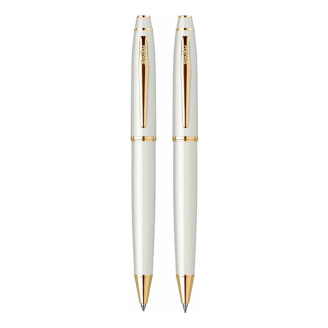 Scrikss Noble 35 Ballpoint Pen & Mechanical Pencil Set | White Gold