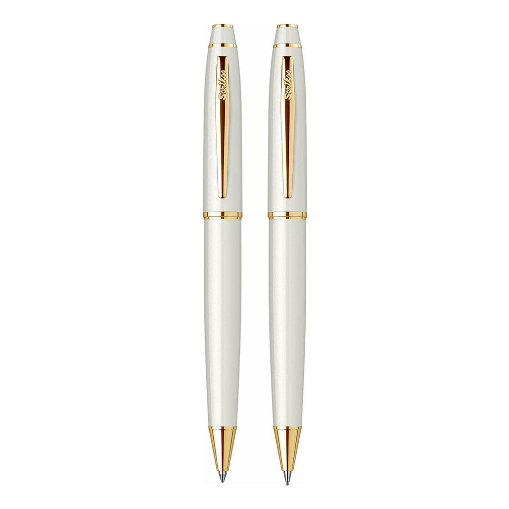 Scrikss Noble 35 Ballpoint Pen & Mechanical Pencil Set | White Gold