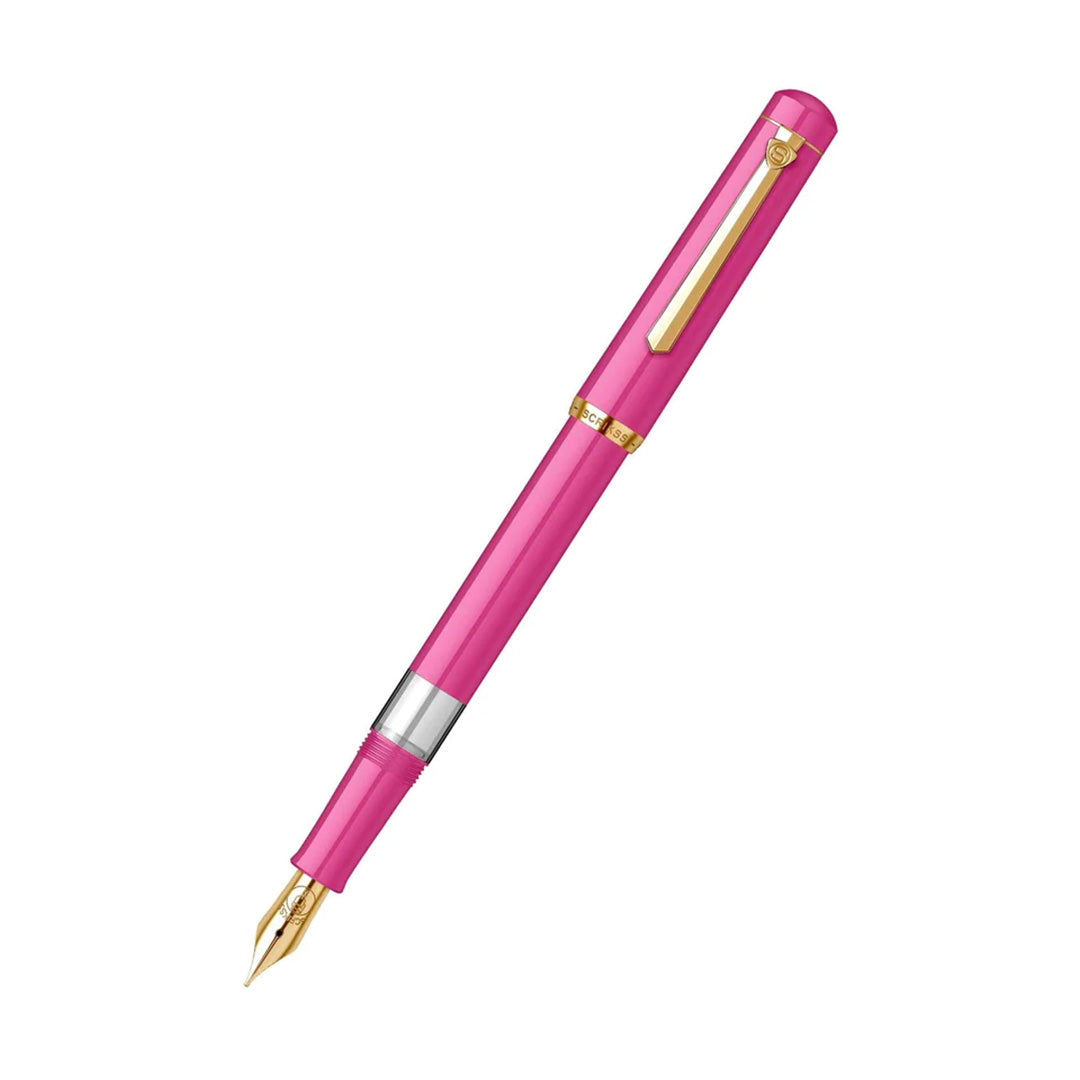 Scrikss | 419 Legendary | Fountain Ink Pen | Medium Nib | Gold Plated | Glossy Pink Barrel