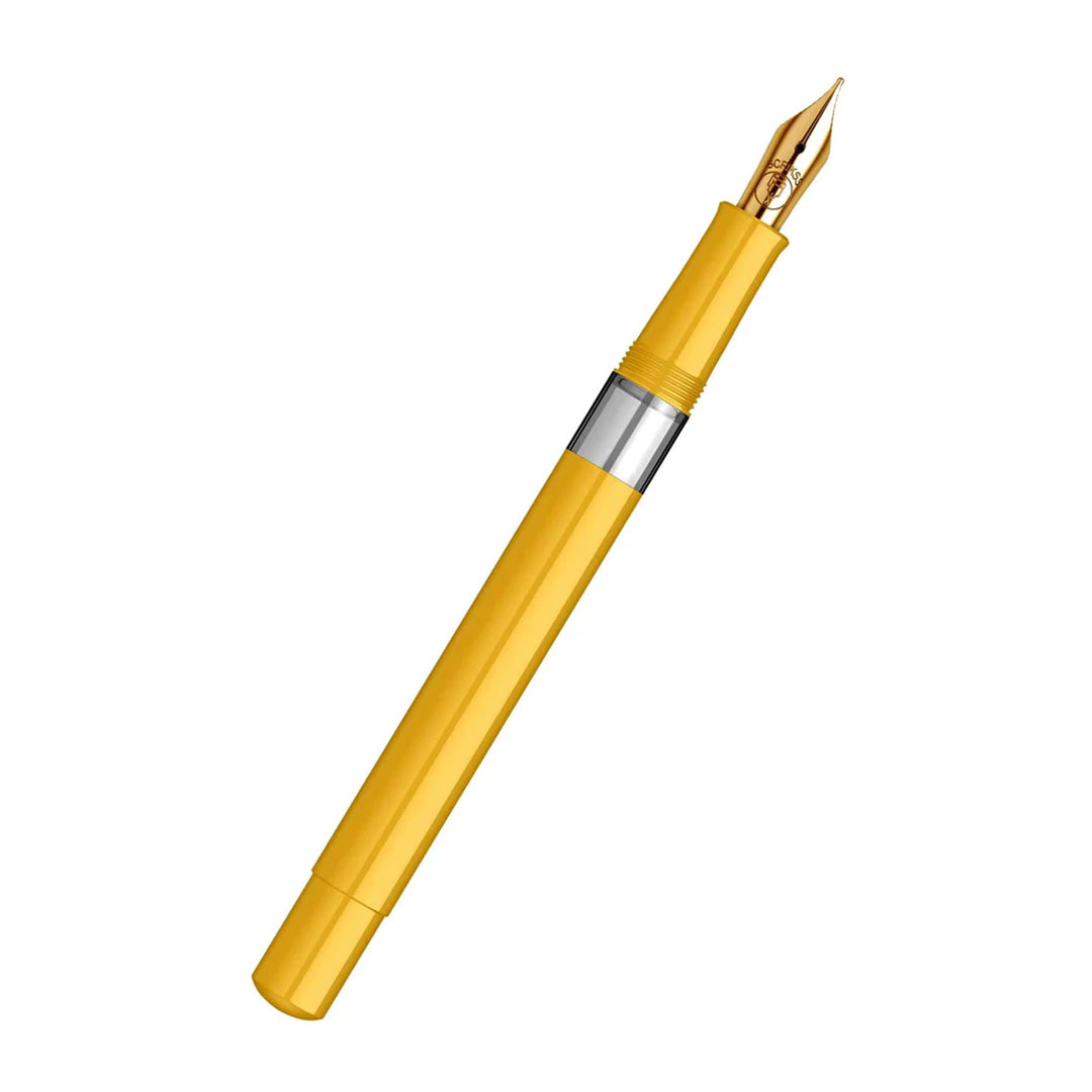 Scrikss | 419 Legendary | Fountain Ink Pen | Medium Nib | Gold Plated | Glossy Yellow Barrel