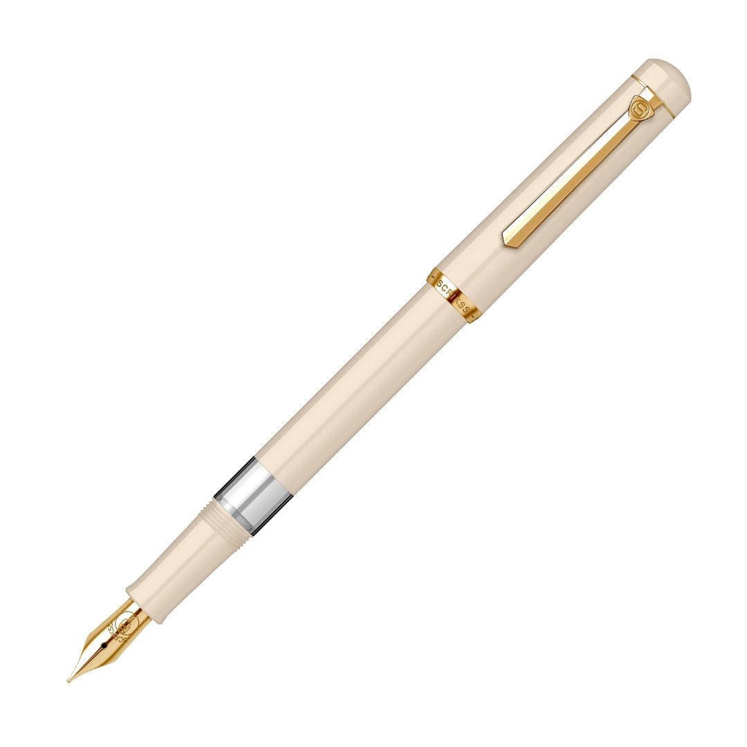Scrikss | 419 Legendary | Fountain Ink Pen | Medium Nib |Gold Plated | Glossy Beige Barrel