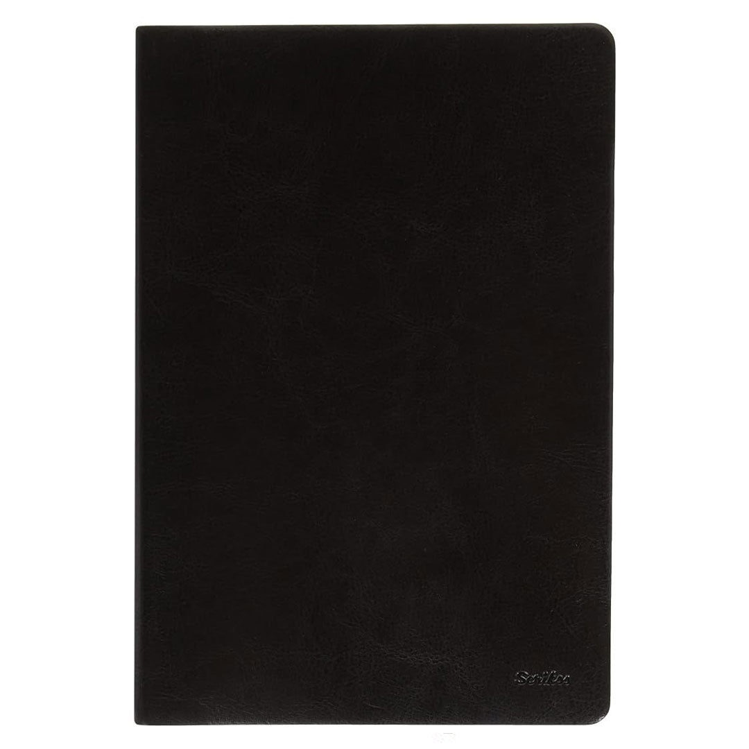 Scrikss | A5 Size | Blank Premium Notebook | Black Vinyl Leather Soft Cover | 100 gsm | Ivory Paper