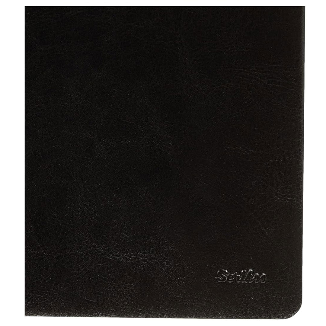 Scrikss | A5 Size | Blank Premium Notebook | Black Vinyl Leather Soft Cover | 100 gsm | Ivory Paper