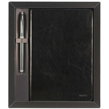 Scrikss | A5 Teramo Premium Notebook | 800 Rollerball Pen | Titanium Chrome | Gift Set | Black