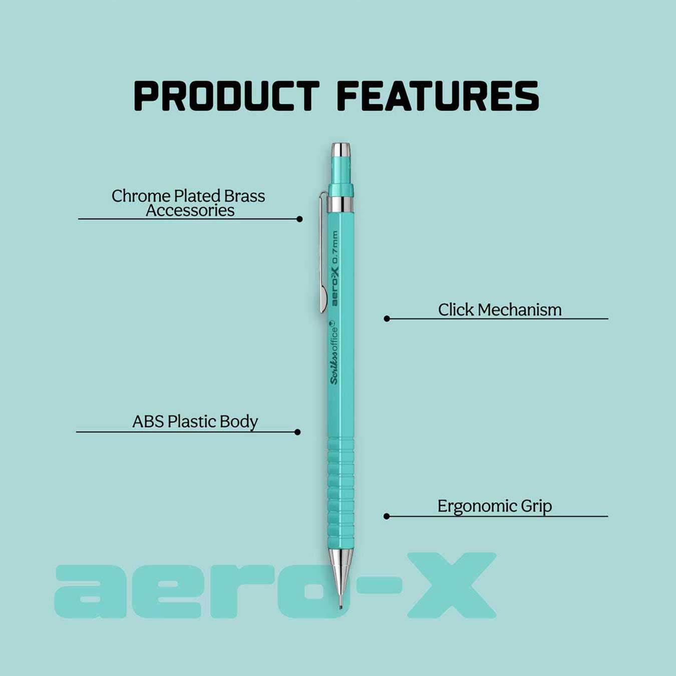 Scrikss | Aero-X | Mechanical Pencil | 0.7mm | Turquoise