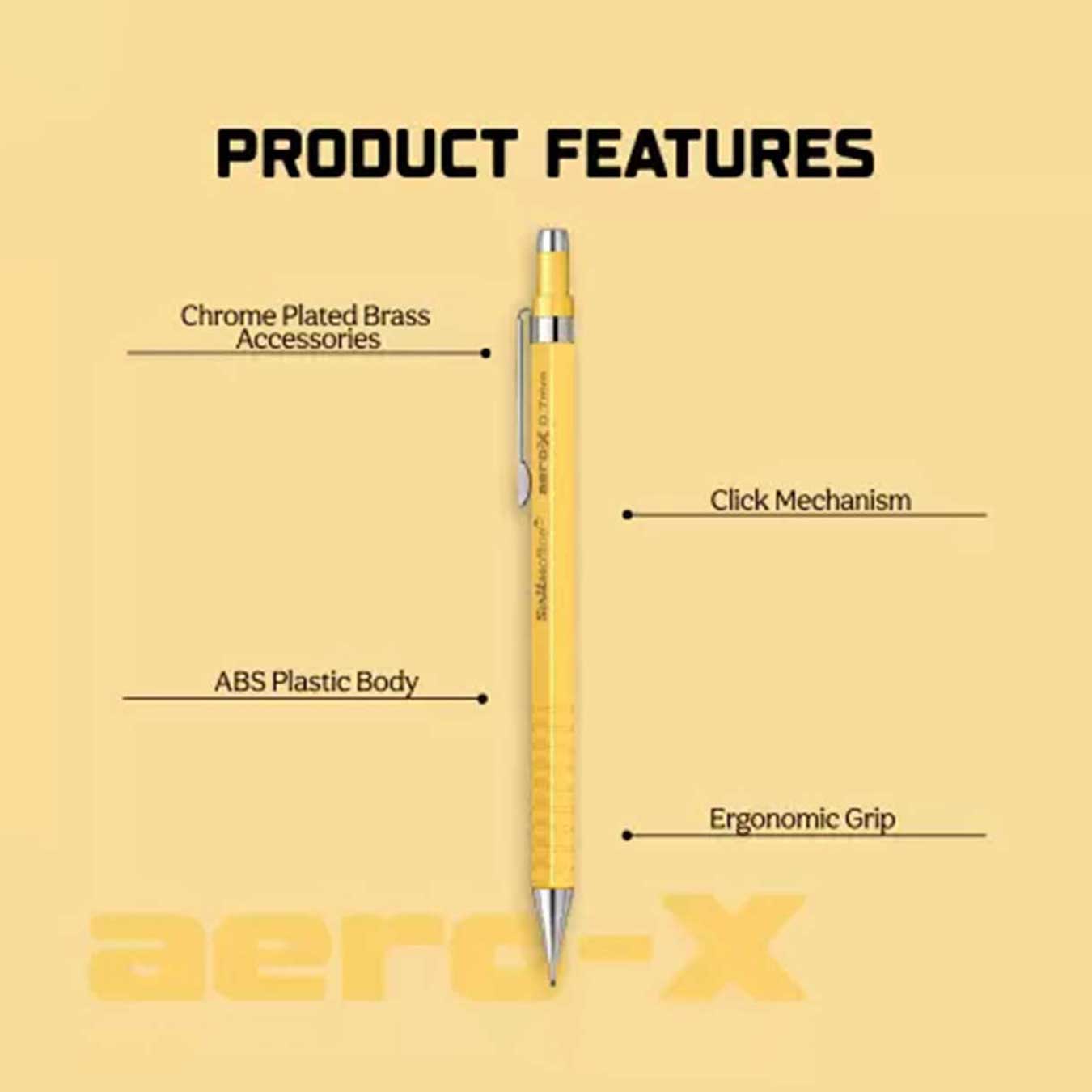 Scrikss | Aero-X | Mechanical Pencil | 0.7mm | Yellow