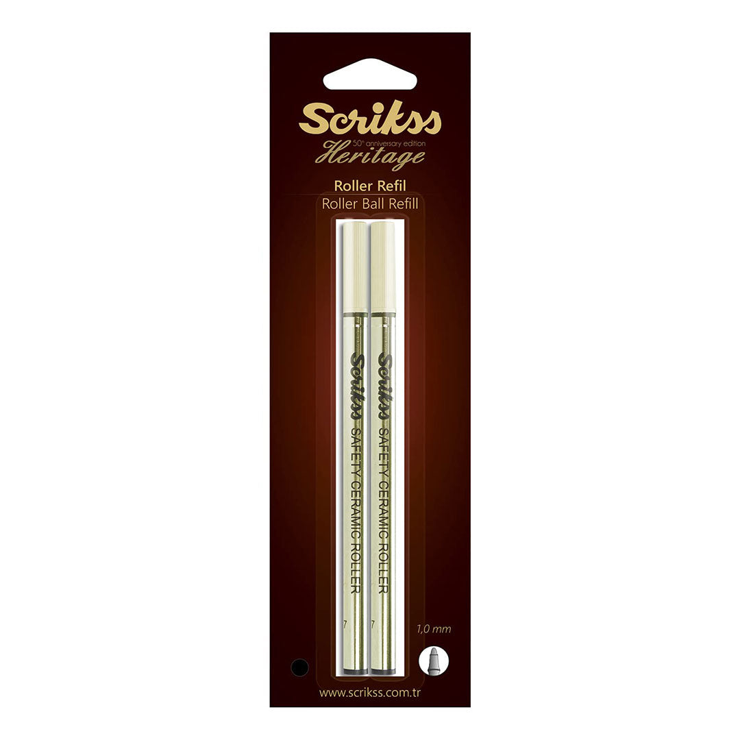 Scrikss | Heritage | Rollerball Pen Refill | Pack Of 2 | Black