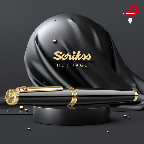 Scrikss Heritage 23k Gold Plated Rollerball Pen | Glossy Black