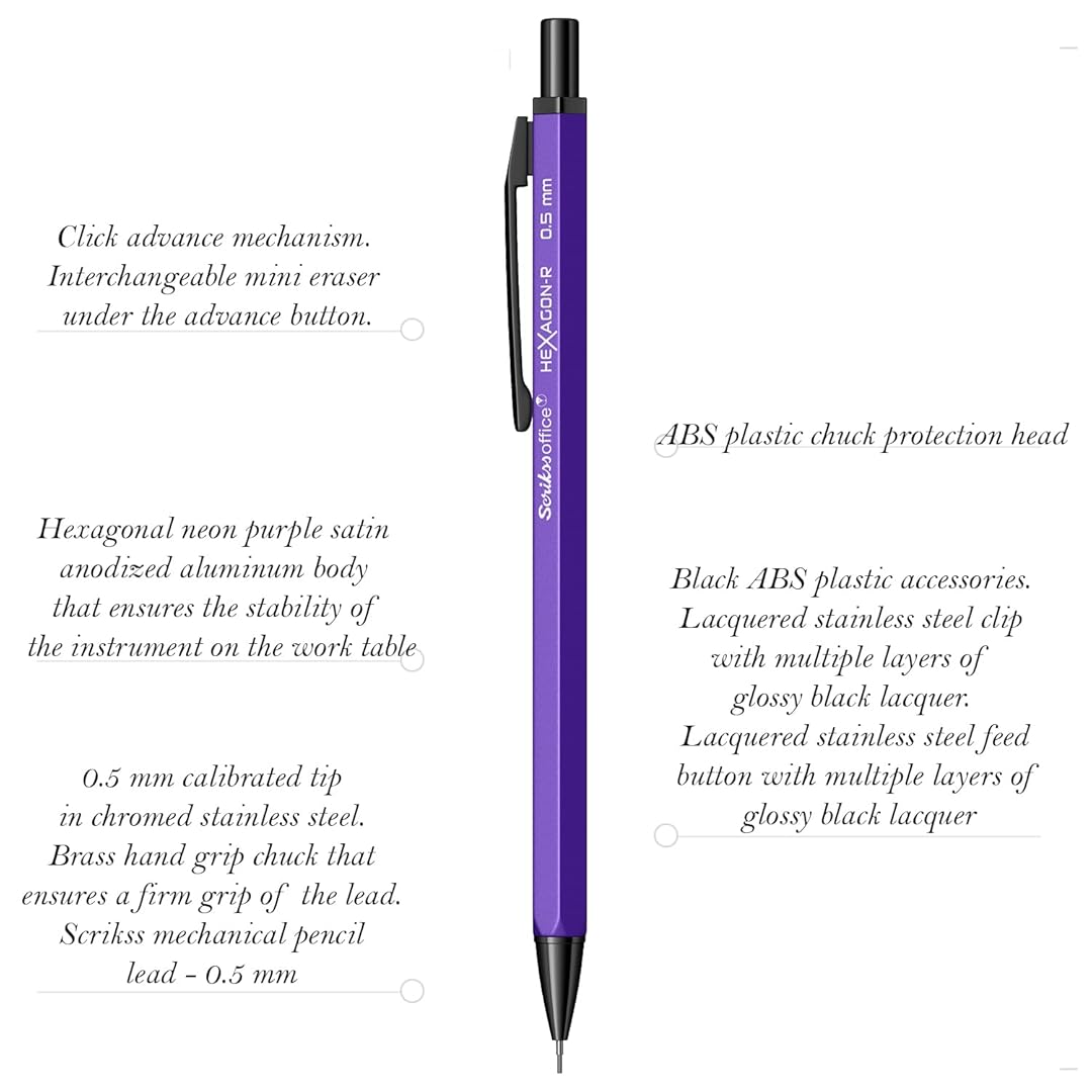 Scrikss | Hexagon-R | Mechanical Pencil | 0.5mm | Purple