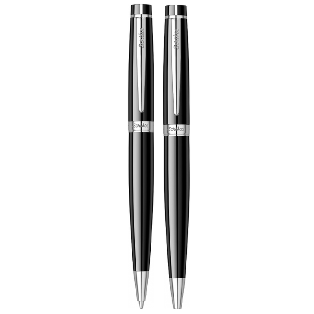 Scrikss | Honour 38 | Ball Point & 0.7mm Mechanical Pencil  Set | Black Chrome