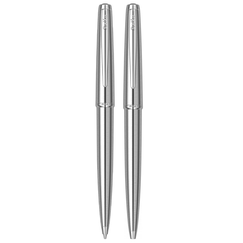 Scrikss | Metropolis 78 M | Ball Point Pen & Mechanical Pencil Set | Stainless Steel