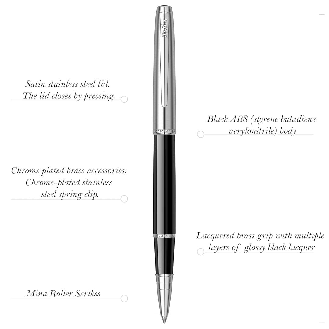 Scrikss Metropolis 800 Rollerball Pen | Black Chrome