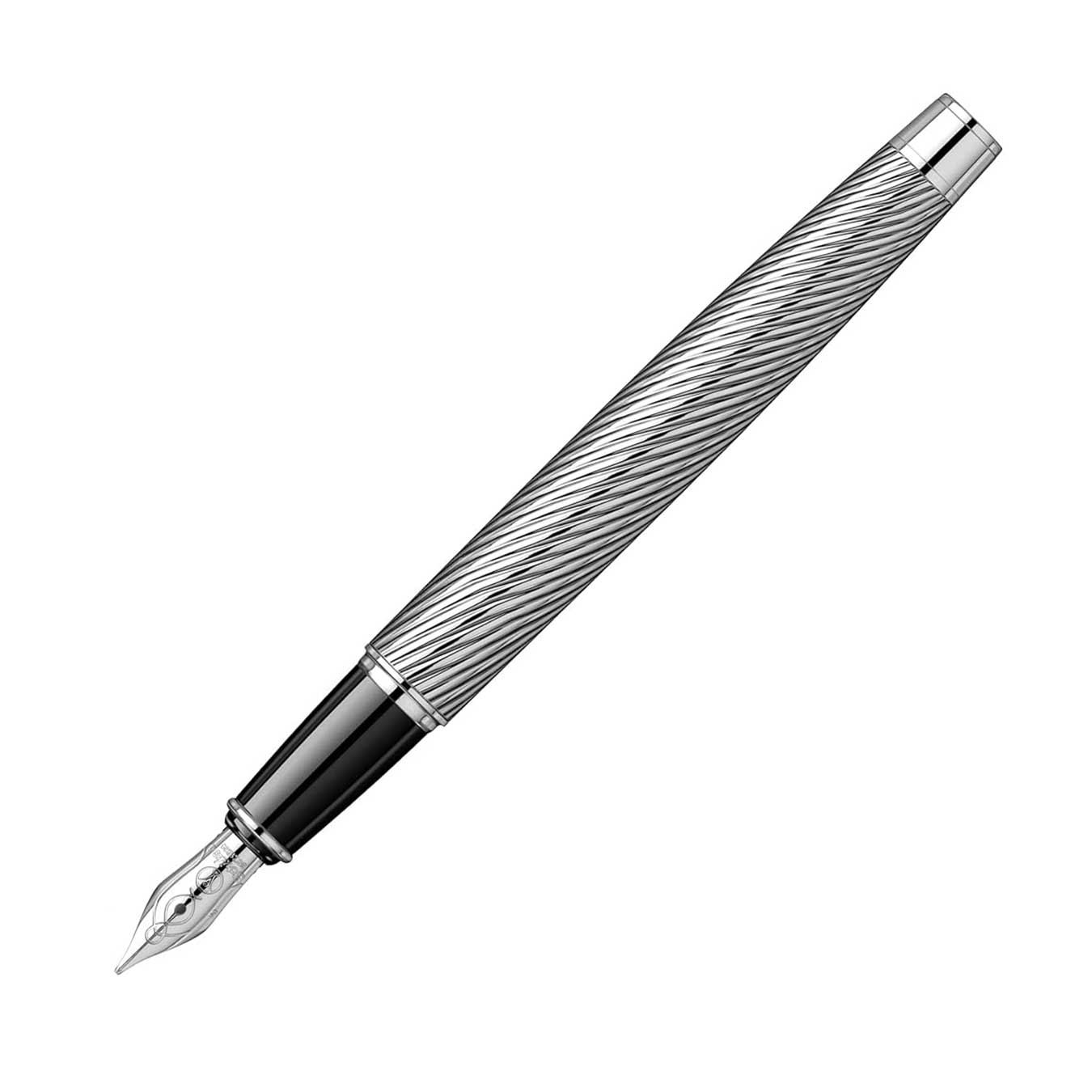 Scrikss Noble 35 Broad nib Fountain Pen - Spiral Black Chrome GT