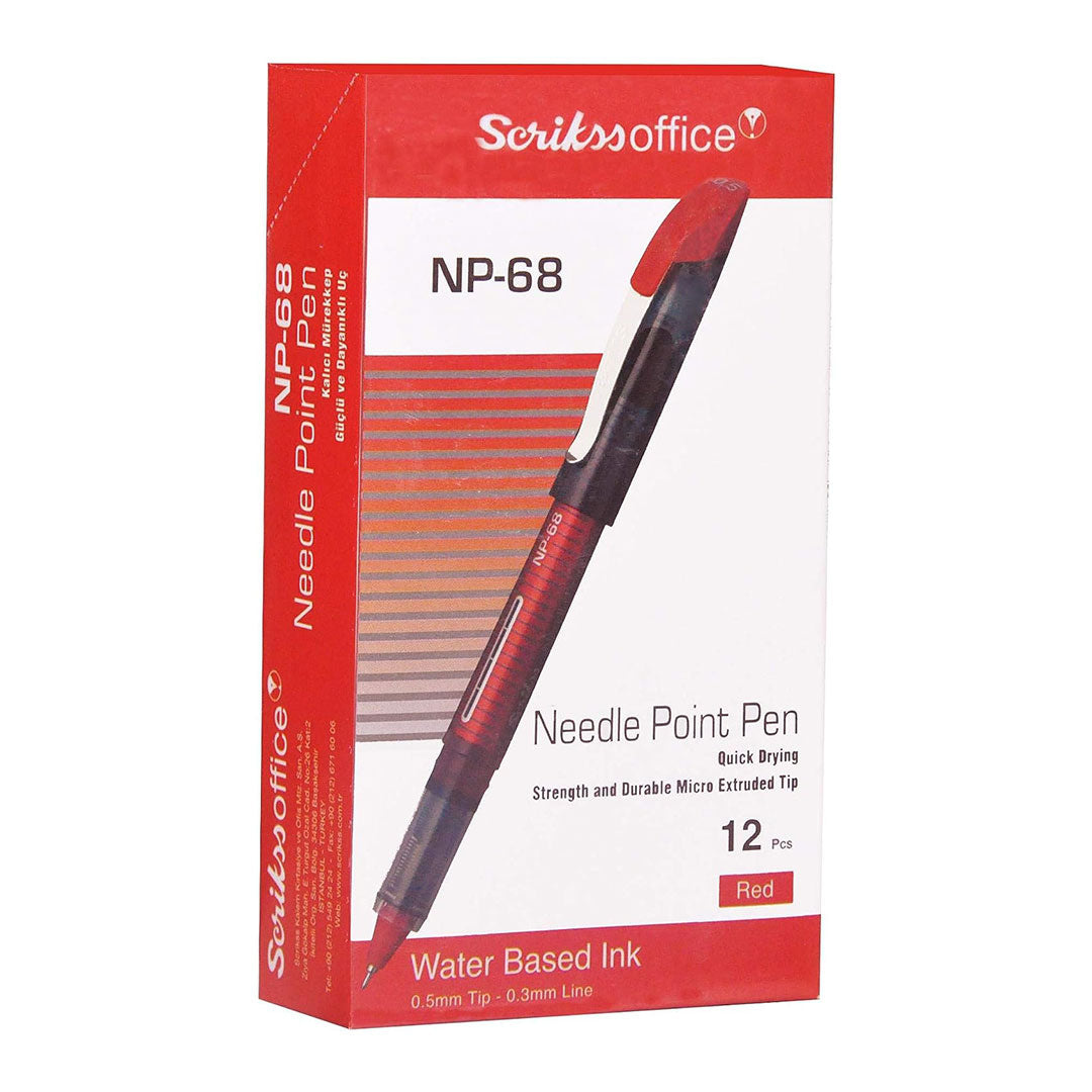 Scrikss | Np-68 | Needle Point Pen 0.5mm | Box Of 12 | Red