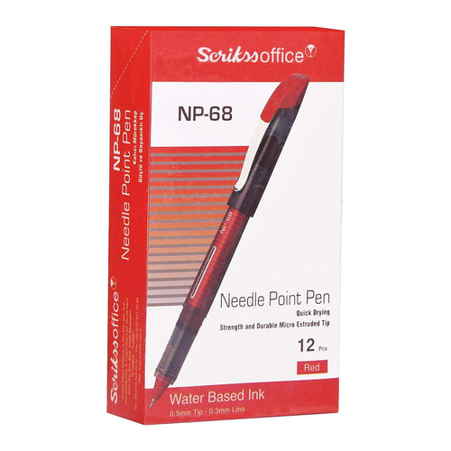 Scrikss | Np-68 | Needle Point Pen 0.5mm | Box Of 12 | Red