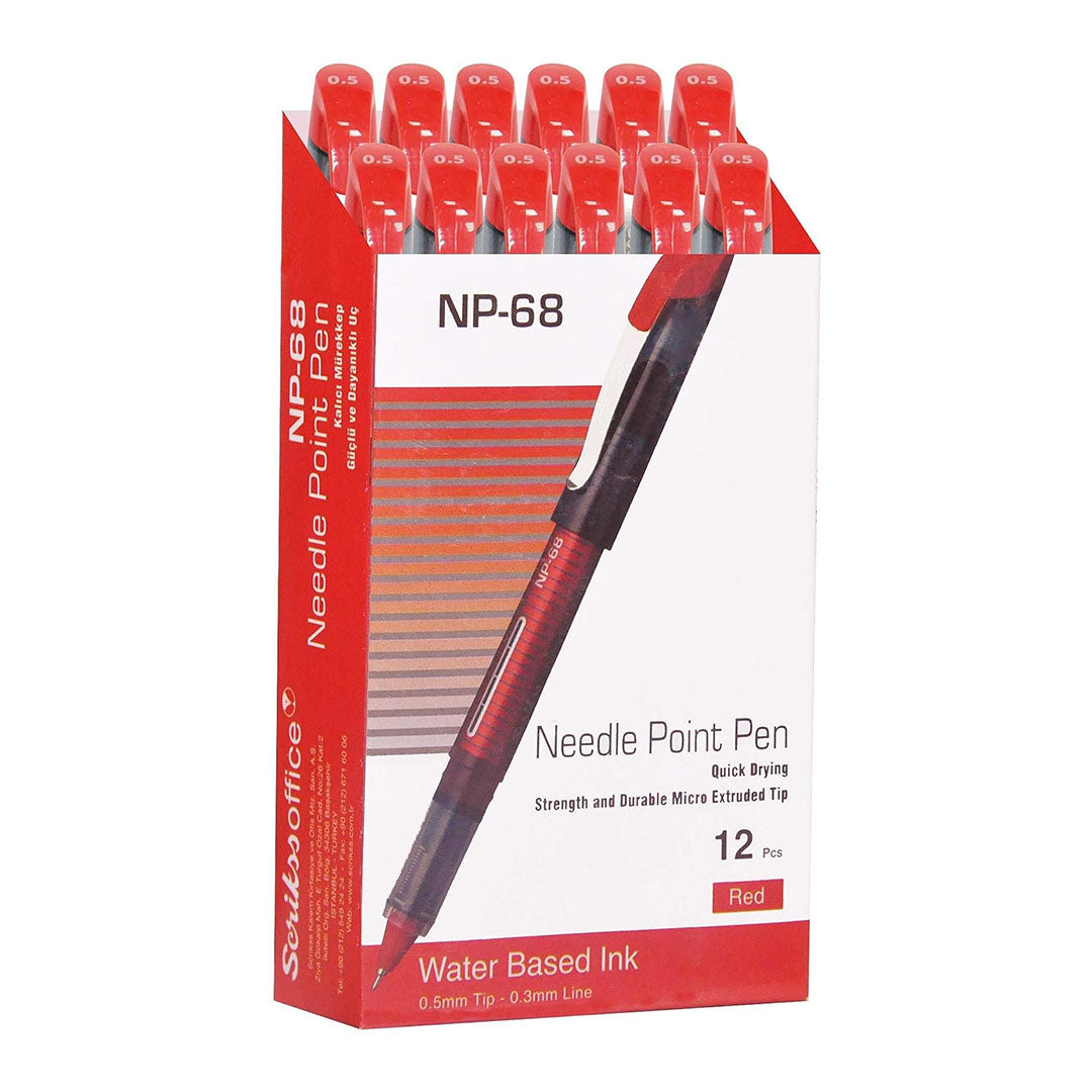 Scrikss | Np-68 | Needle Point Pen 0.5mm | Box Of 12 | Red