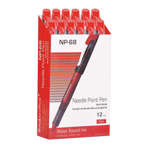 Scrikss | Np-68 | Needle Point Pen 0.5mm | Box Of 12 | Red