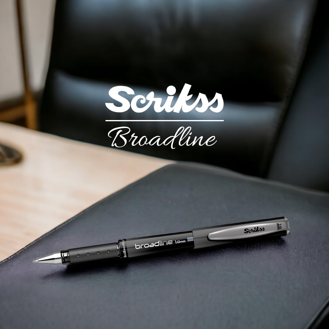 Scrikss | Office Broadline | 1.0mm | Gel Pen | Black | Pack Of 12