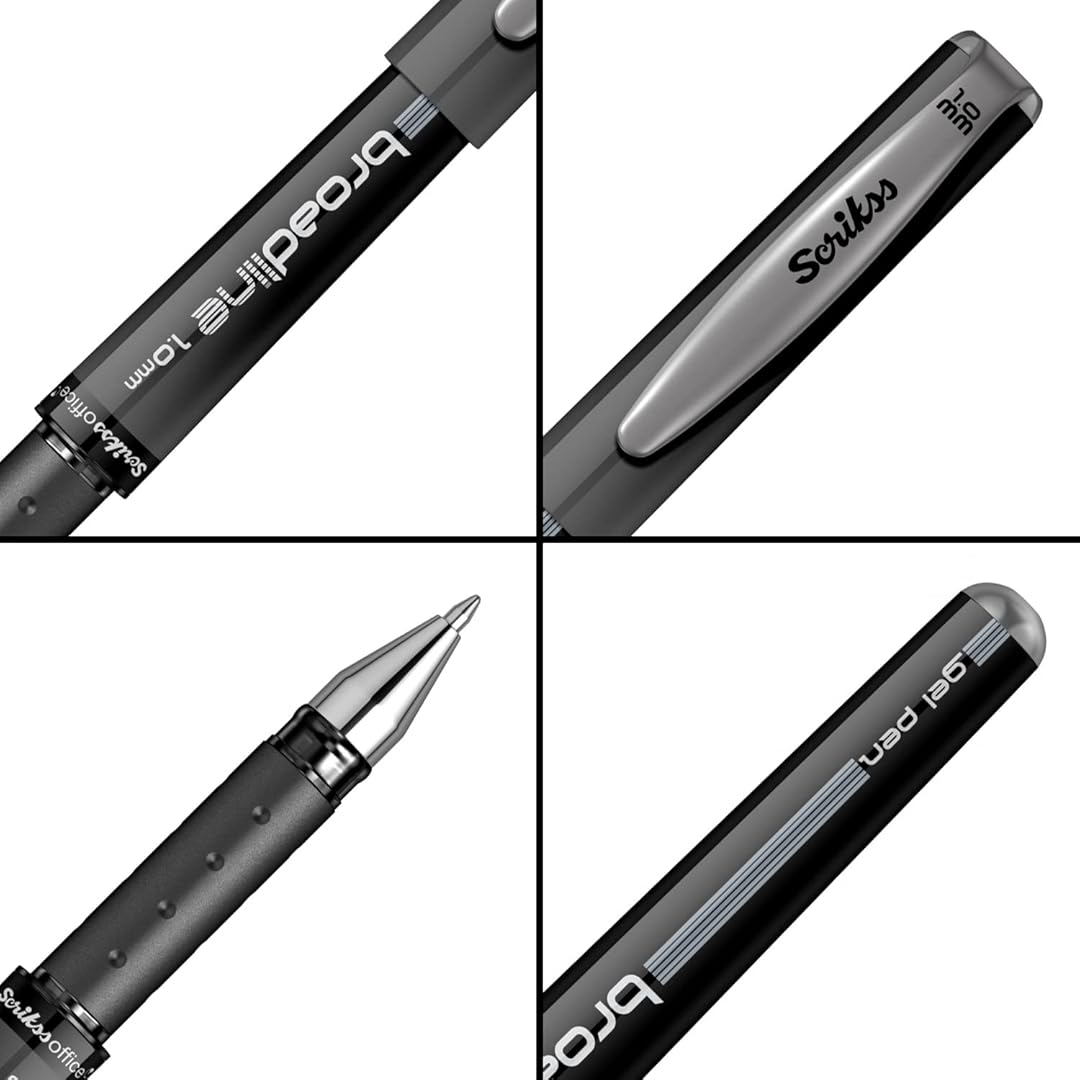 Scrikss | Office Broadline | 1.0mm | Gel Pen | Black | Pack Of 12