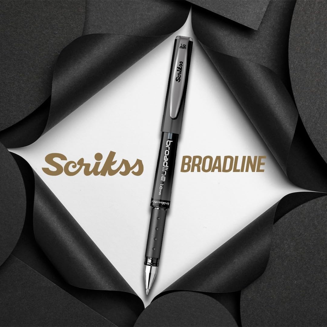 Scrikss | Office Broadline | 1.0mm | Gel Pen | Black | Pack Of 12