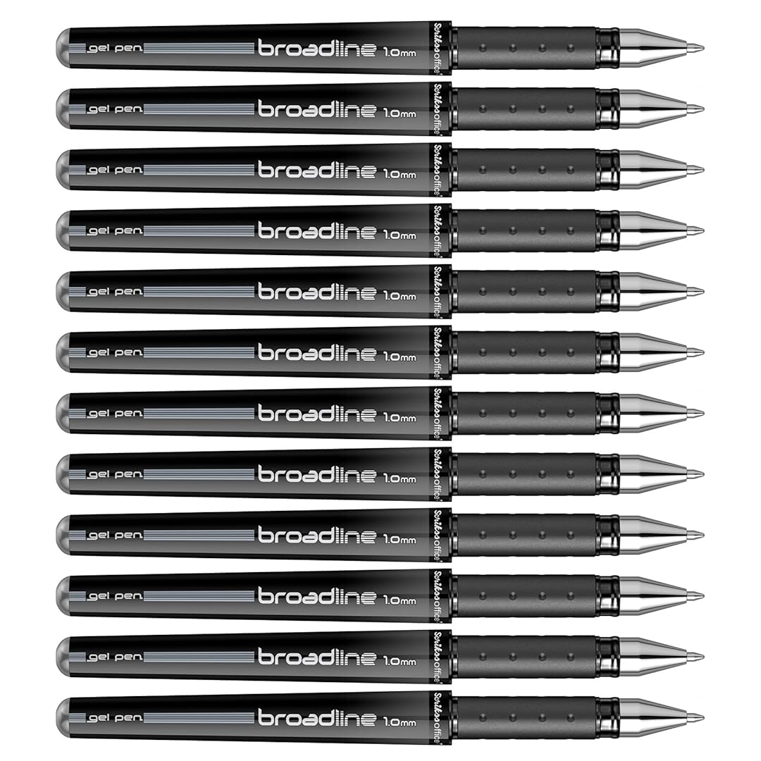Scrikss | Office Broadline | 1.0mm | Gel Pen | Black | Pack Of 12