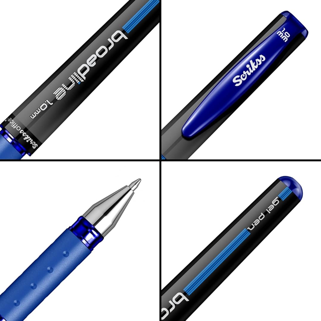 Scrikss | Office Broadline | 1.0mm | Gel Pen | Blue | Pack Of 12