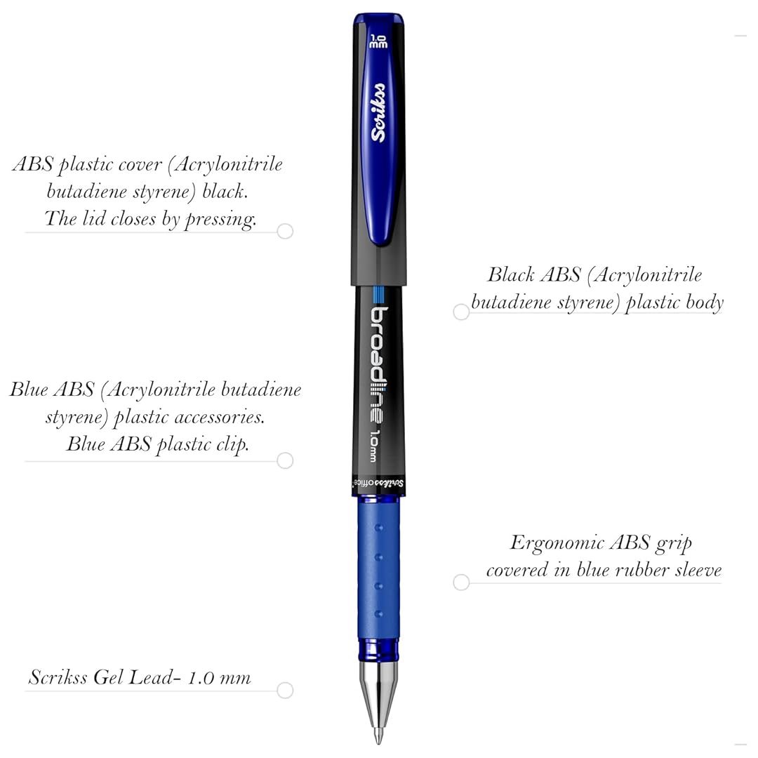 Scrikss | Office Broadline | 1.0mm | Gel Pen | Blue | Pack Of 12