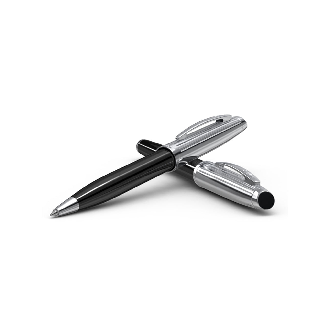 Scrikss | Oscar 39 | Ballpoint Pen | Black Chrome | Chrome Trims | Twist Mechanism