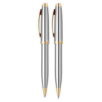 Scrikss Oscar 39 Ballpoint Pen and Mechanical Pencil Set | Gold Chrome