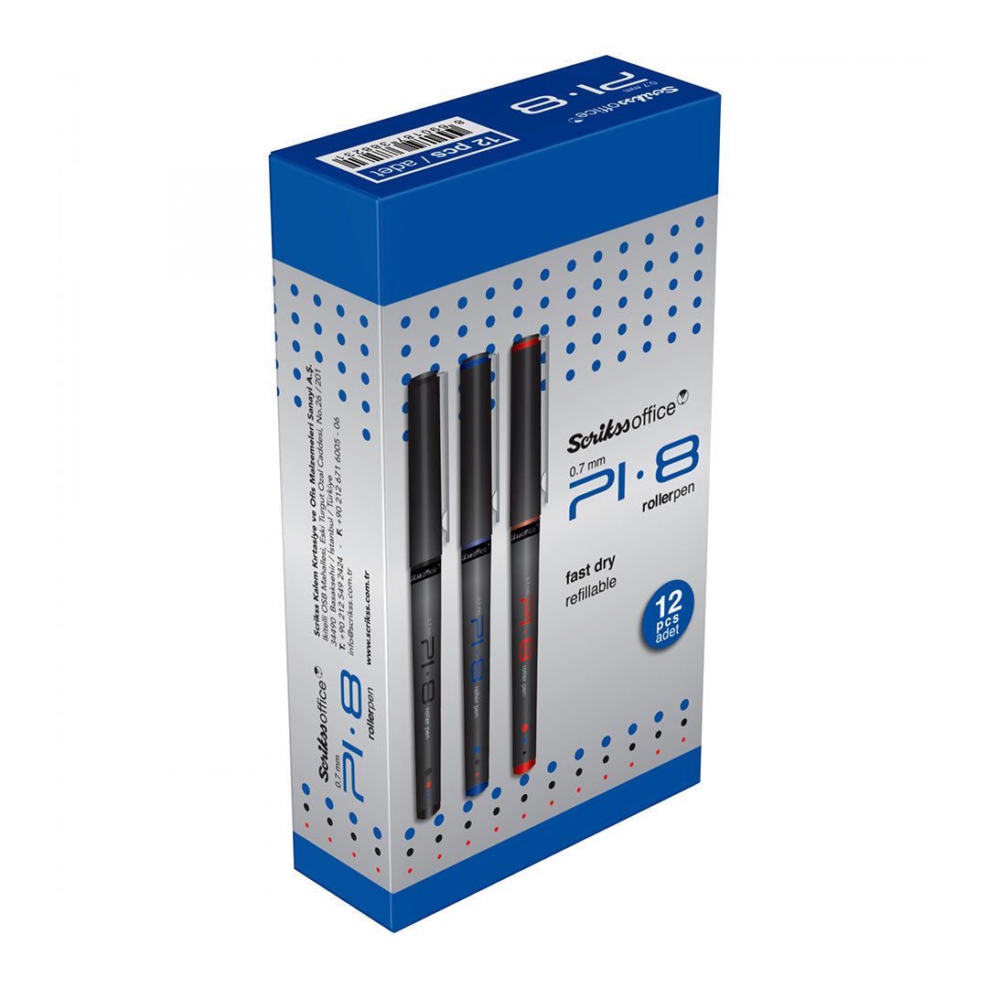 Scrikss | PI-8 | Rollerball Ink Pen 0.7mm | Box Of 12 | Blue
