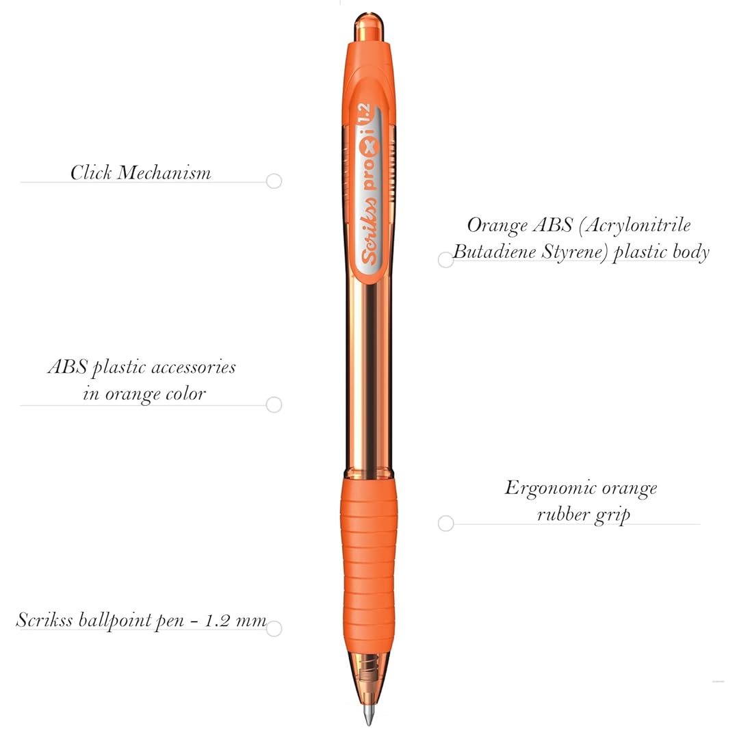 Scrikss | Proxi Series | Ball Point Pen | 12 Peach Orange Barrel