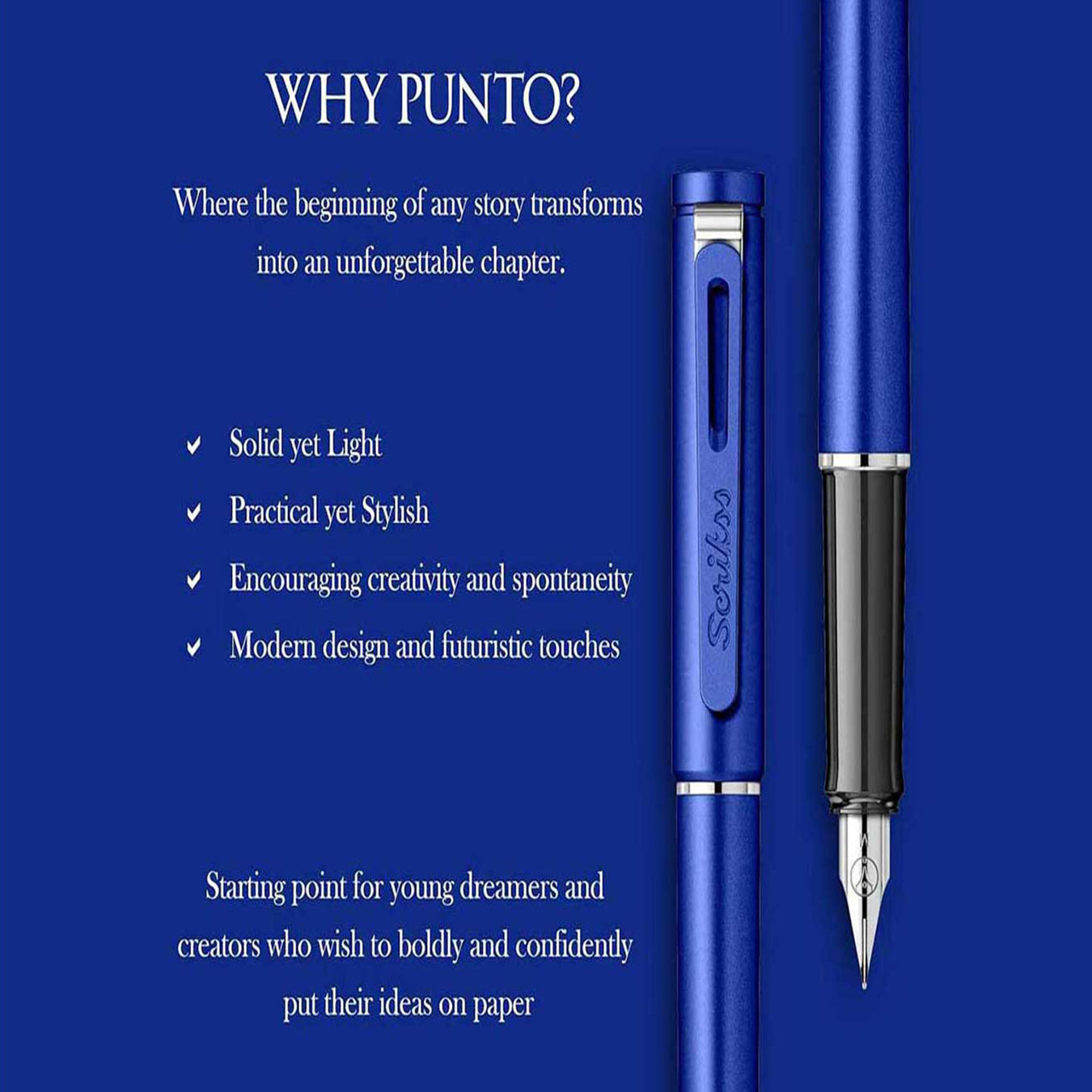 Scrikss | Punto Series | Fountain Pen | Medium Nib | Blue