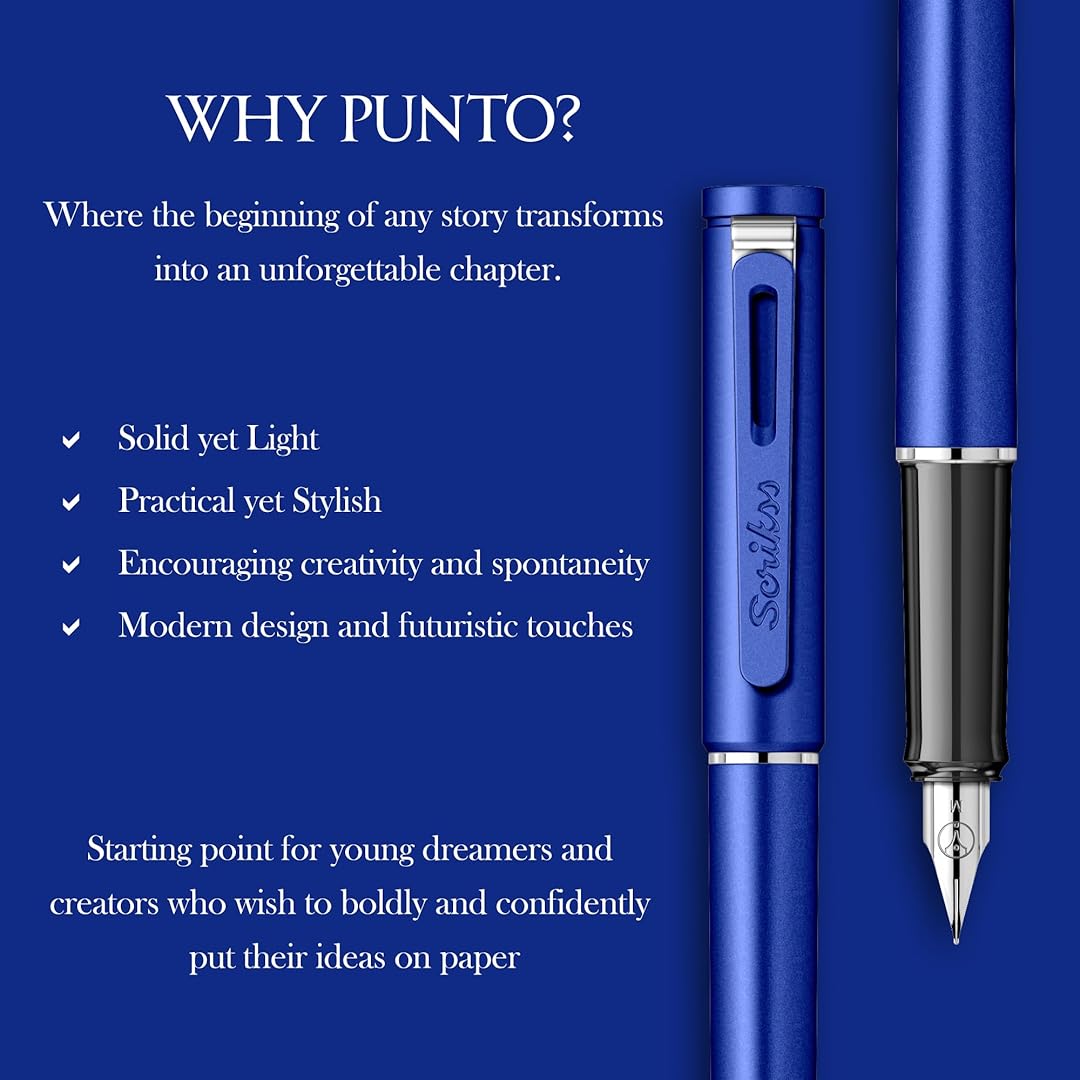 Scrikss | Punto Series | Fountain Pen | Medium Nib | Blue