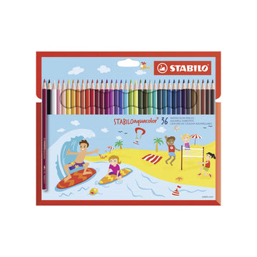 Stabilo | Aquacolor Colouring Pencils |  Wallet Of 36 Assorted Colours