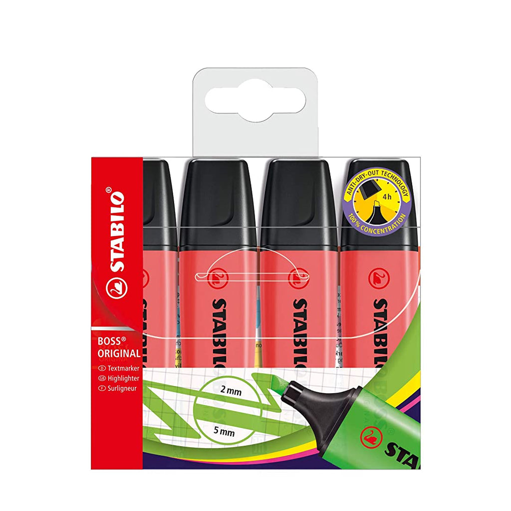 Stabilo | Boss Original Highlighter Pen| Pink | Wallet Of 4 Pcs
