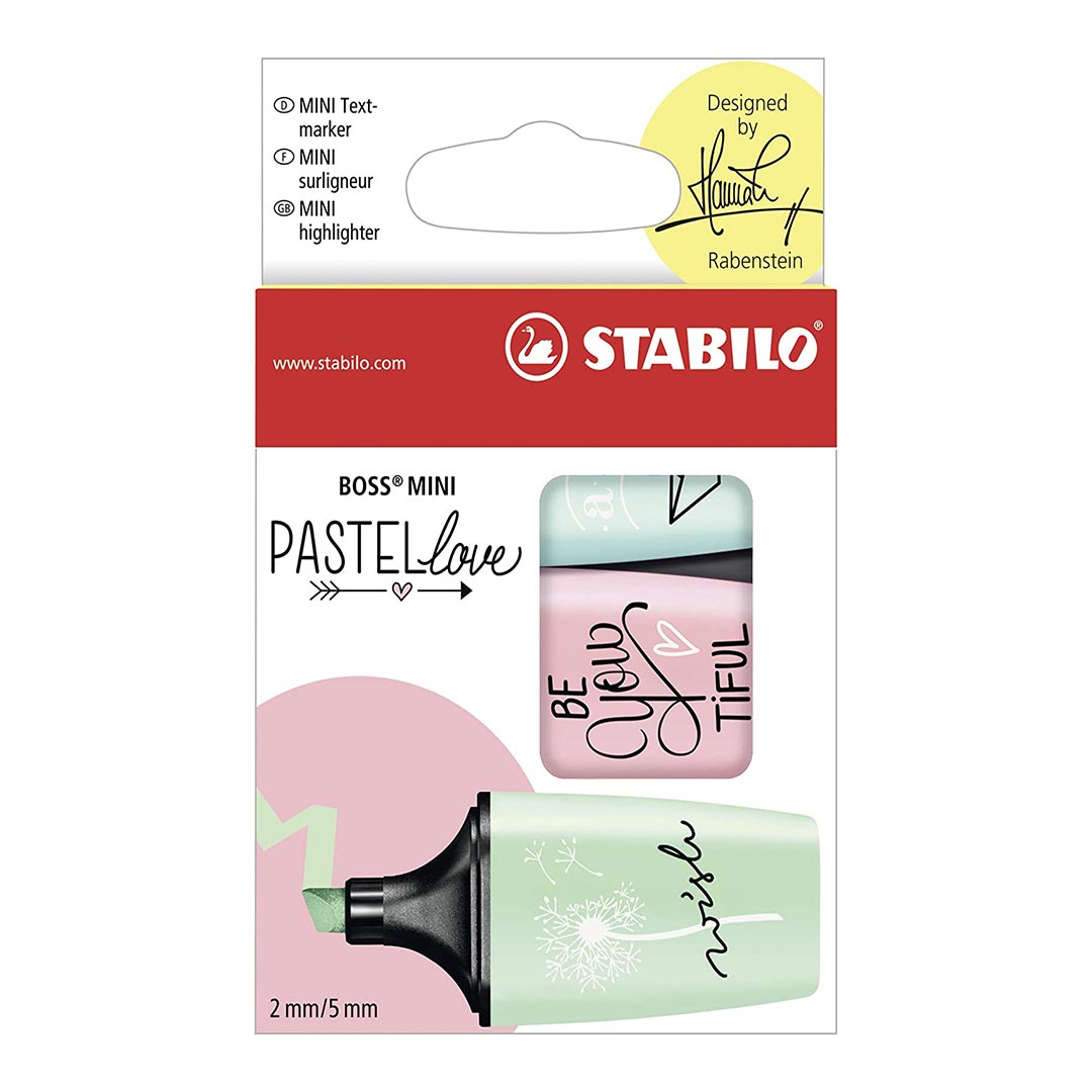 Stabilo | Boss | Mini Highlighter Pen Pastellove | Wallet | Turqouise-Mint-Pink Colors