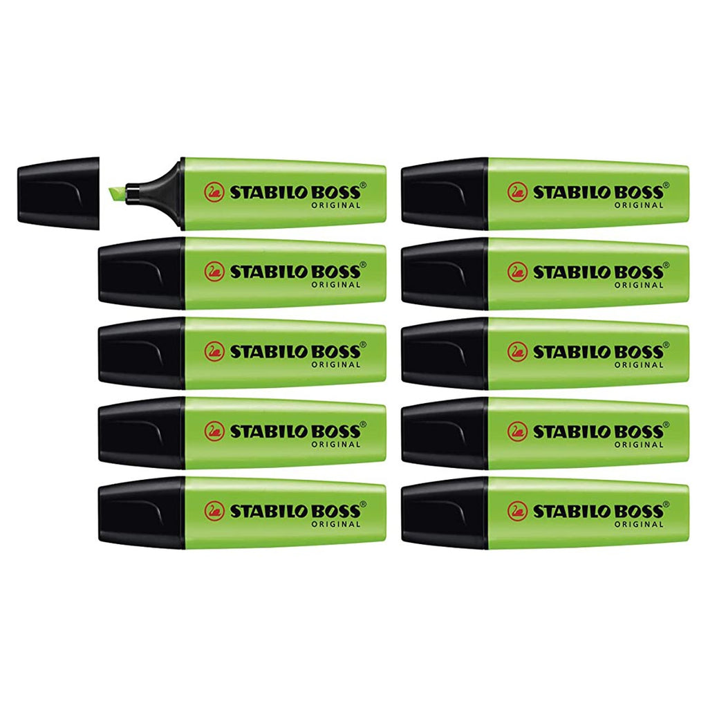 Stabilo | Boss Original Highlighter Pen| Green | Wallet Of 10 Pcs