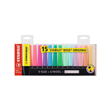STABILO BOSS Original Deskset - Set of 15 Highlighters